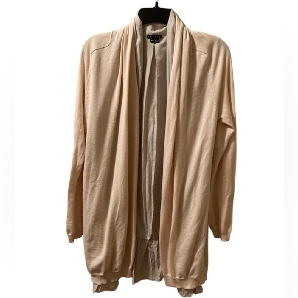 Theory Marien Sweater Cotton Silk Lined Cardigan Duster Long Line Sz M
